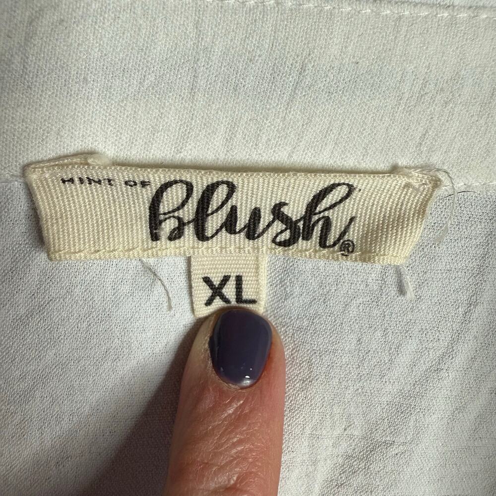Hint of Blush White Shirt Dress Women's Fit Flare Button Down Tunic Mini - Sz XL - Picture 8 of 9